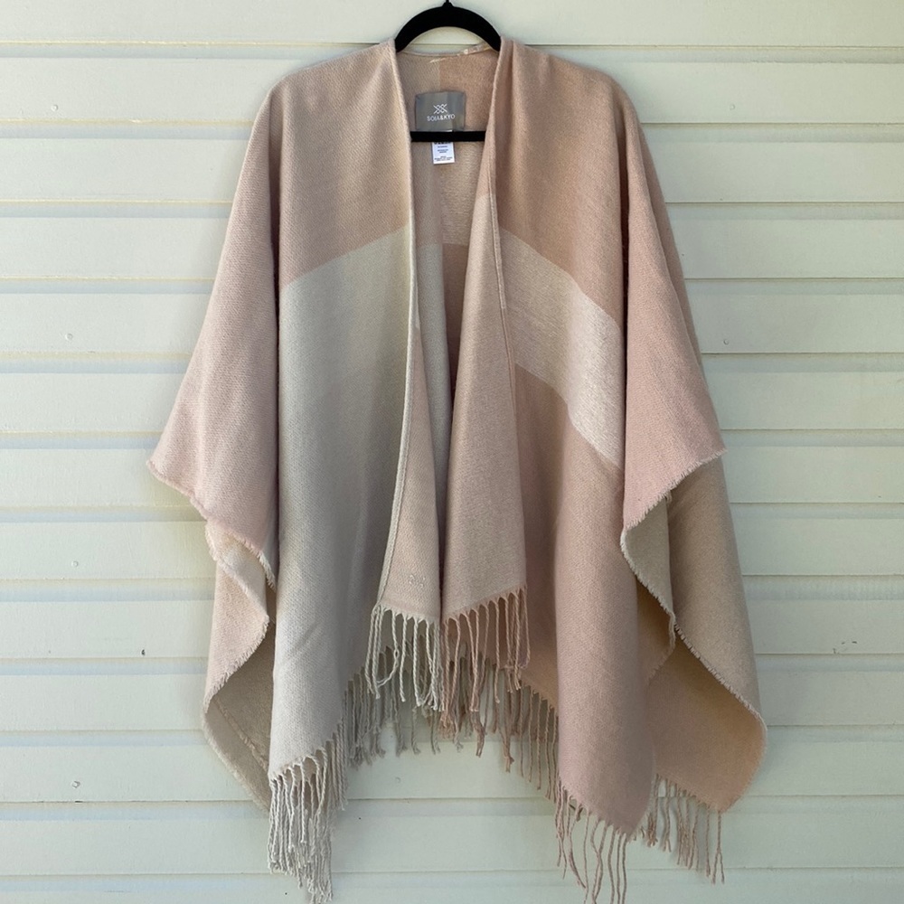 SOIA & KYO woven scarfigan cardigan wrap scarf